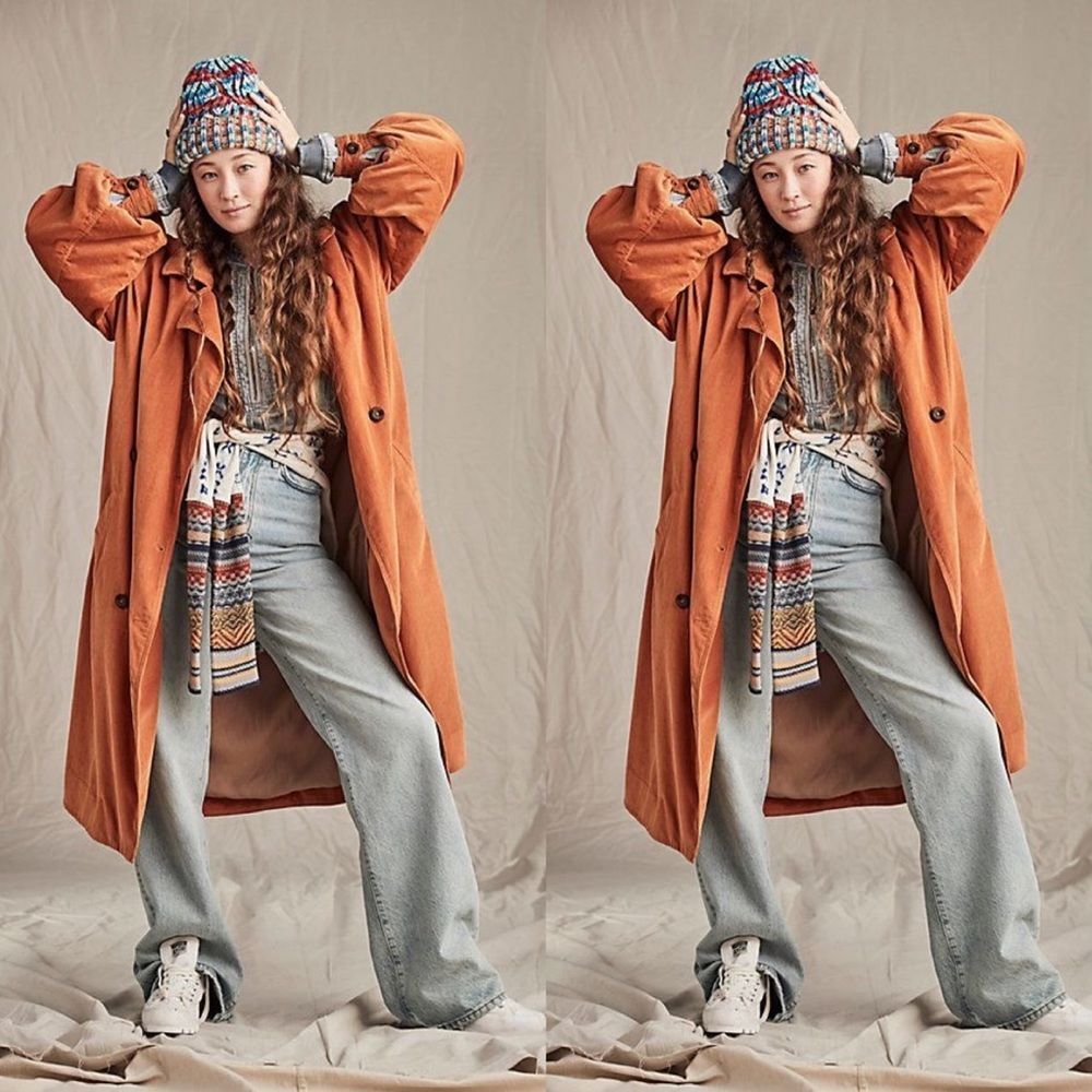 Free People Jenna Cord Trench Coat